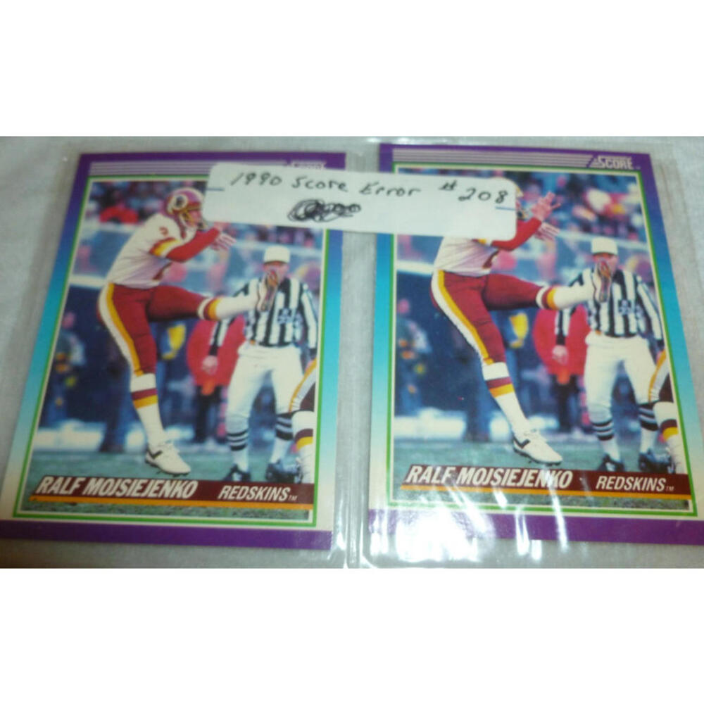 1990 Score Ralf Mojsiejenko #208 Washington Redskins Punter Football Error Card
